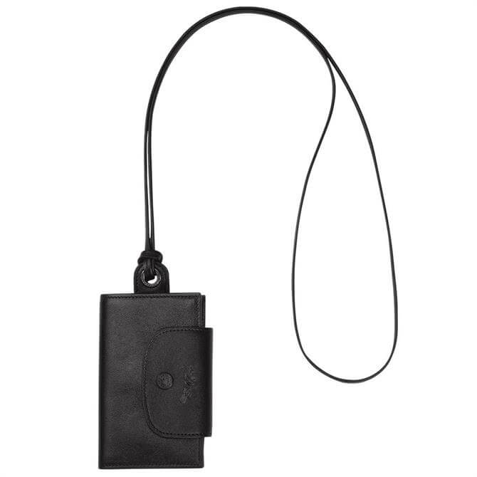 Longchamp Le Pliage Cuir Card Holder with Necklace